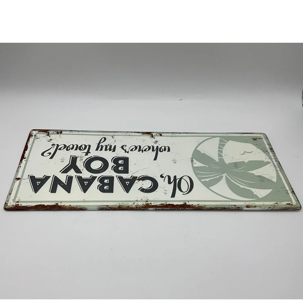 Hobby Lobby Metal Wall Decor Unisex 20x8 White Cabana Boy Tropical Beach Sign